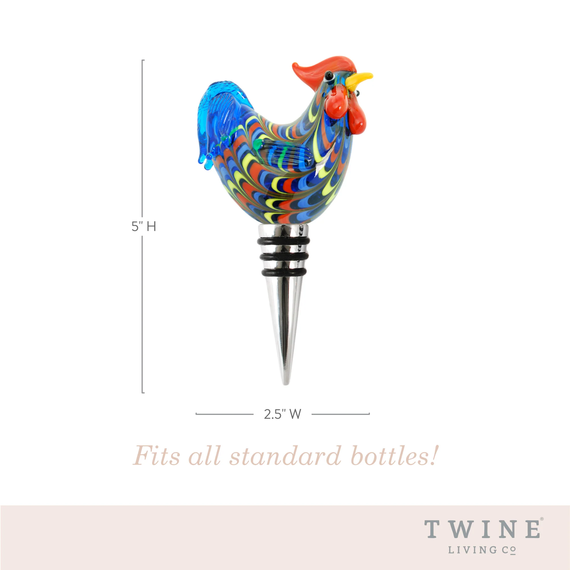 Rooster Glass Bottle Stopper - Image 6