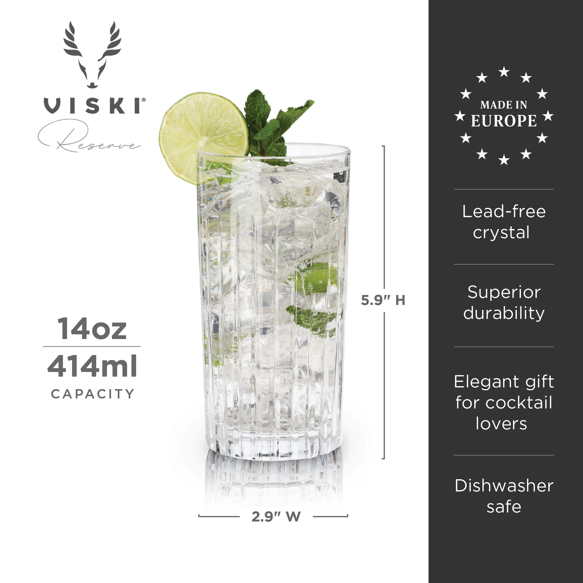 Reserve Milo Crystal Highball Glasses, Set of 4 - Image 8