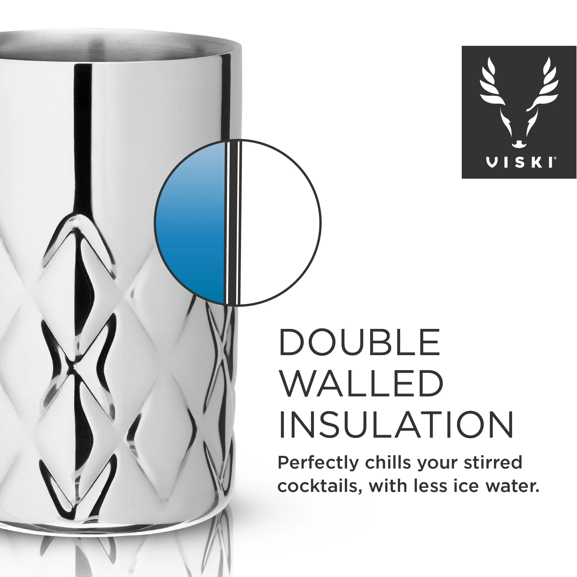 Admiral Double Walled Mixing Glass in Stainless Steel - Image 6
