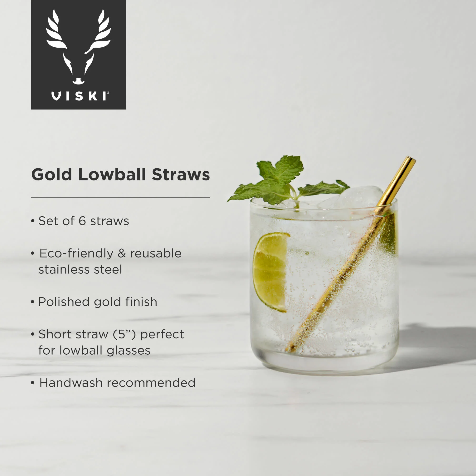 Belmont Lowball Straws in Gold, Set of 6 - Image 5