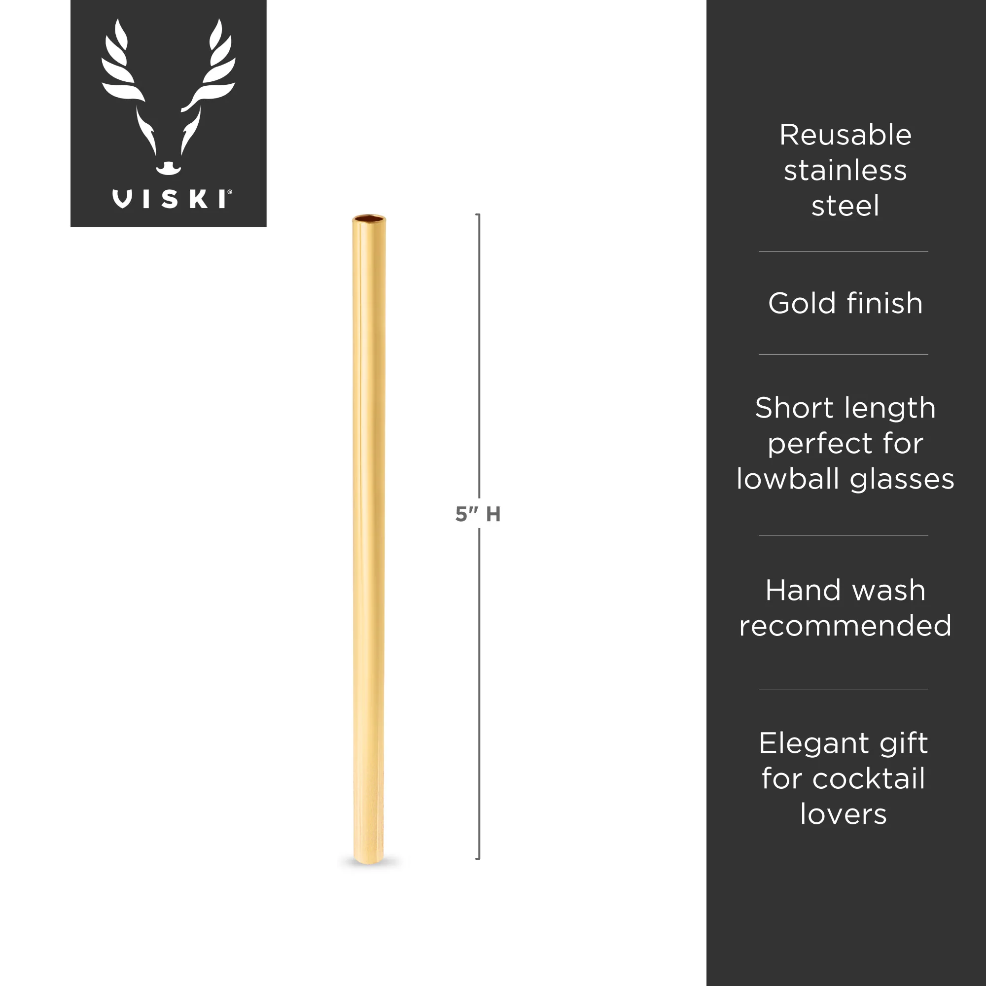 Belmont Lowball Straws in Gold, Set of 6 - Image 6