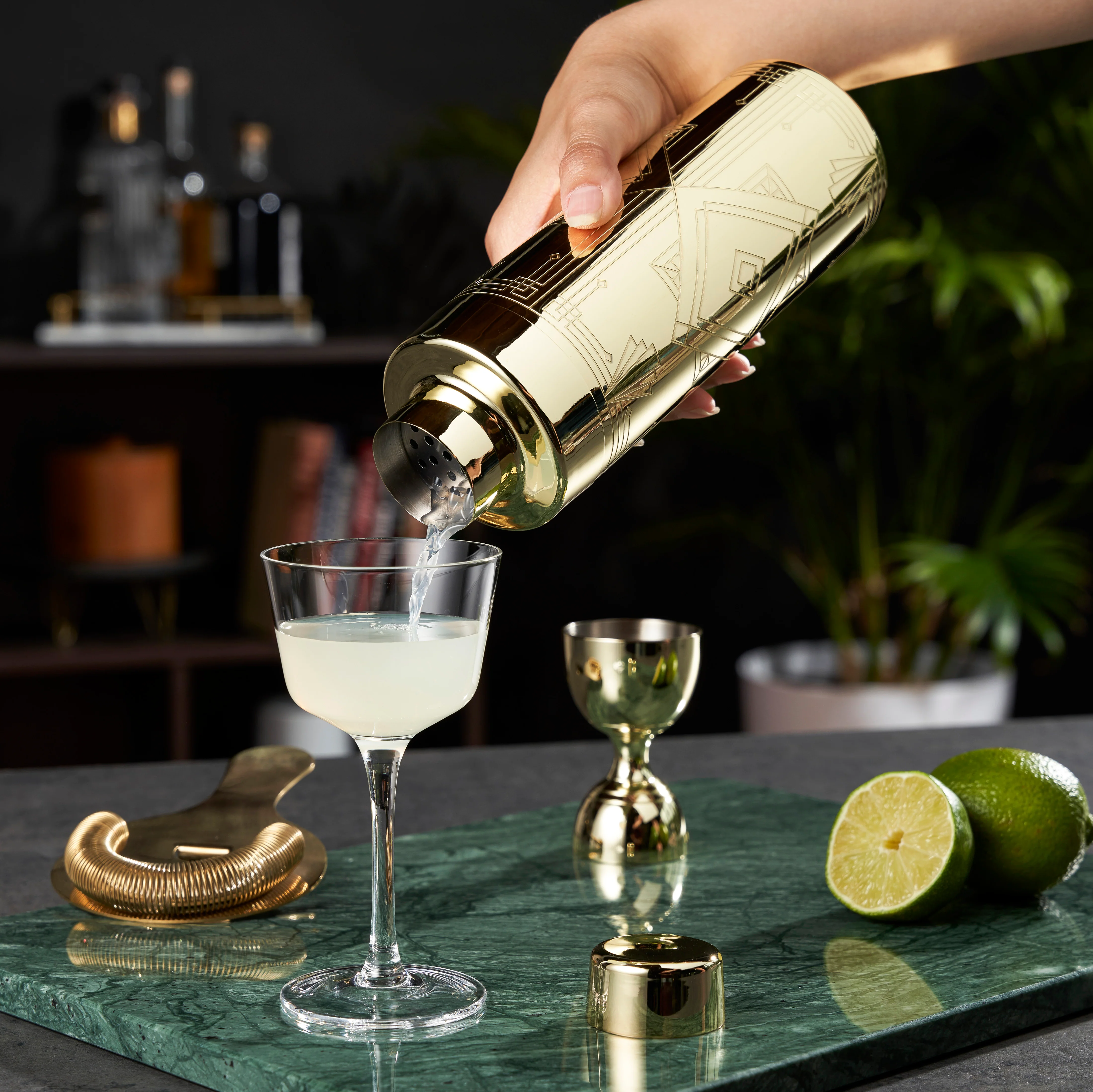 Art Deco Cocktail Shaker in Gold - Image 4