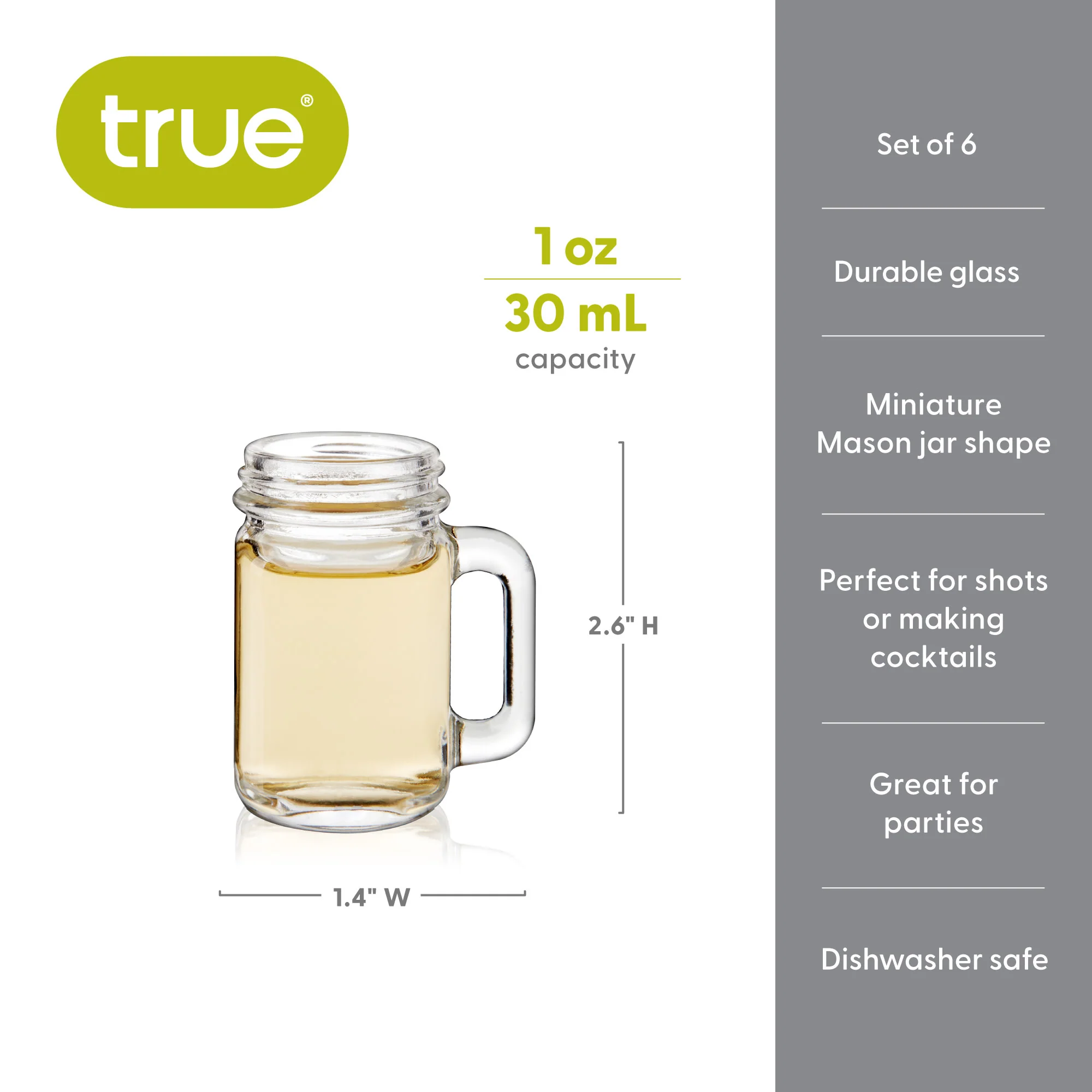 Mason Jar 1 oz Shot Glasses, Set of 6 - Image 8