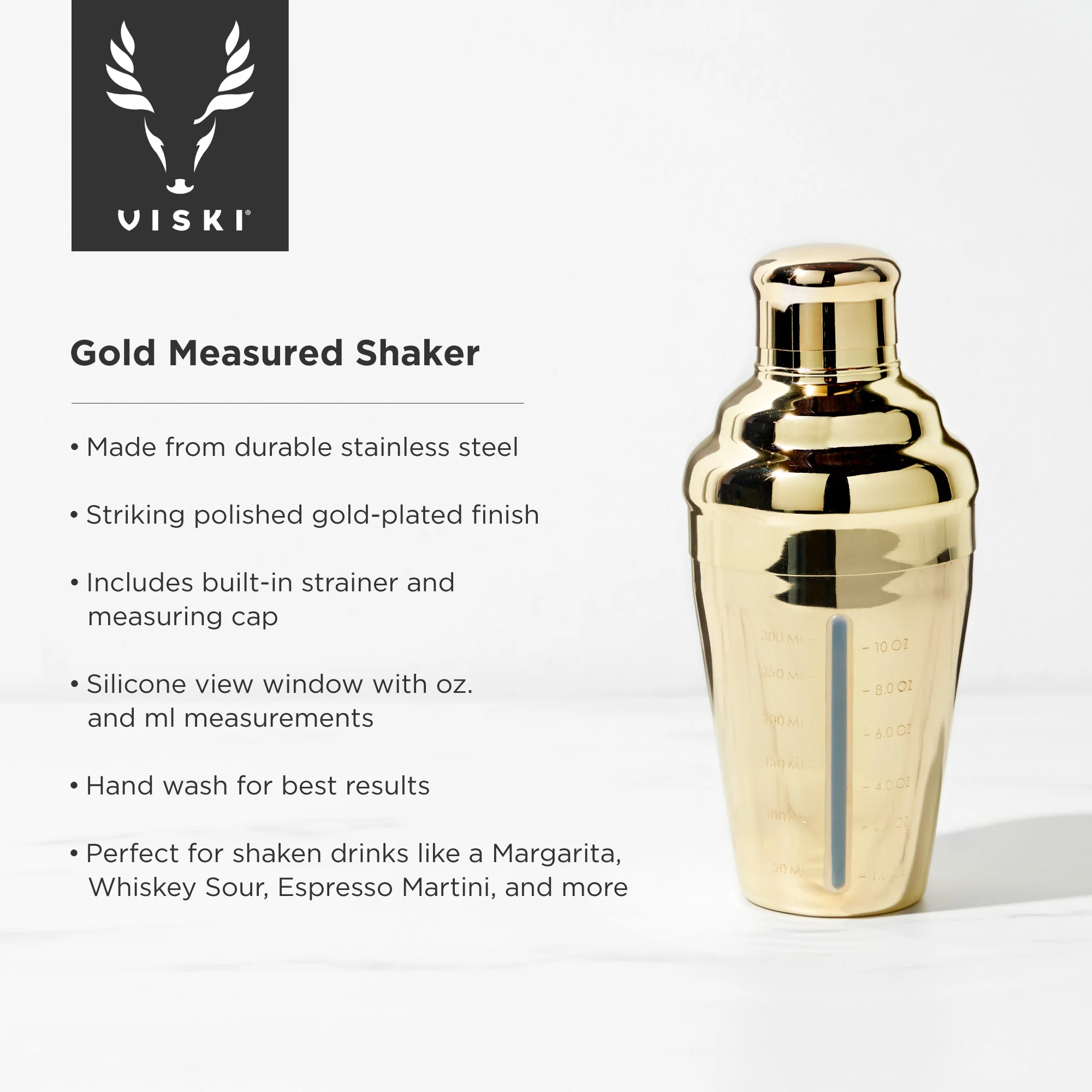 Belmont Measured Cocktail Shaker in Gold - Image 7