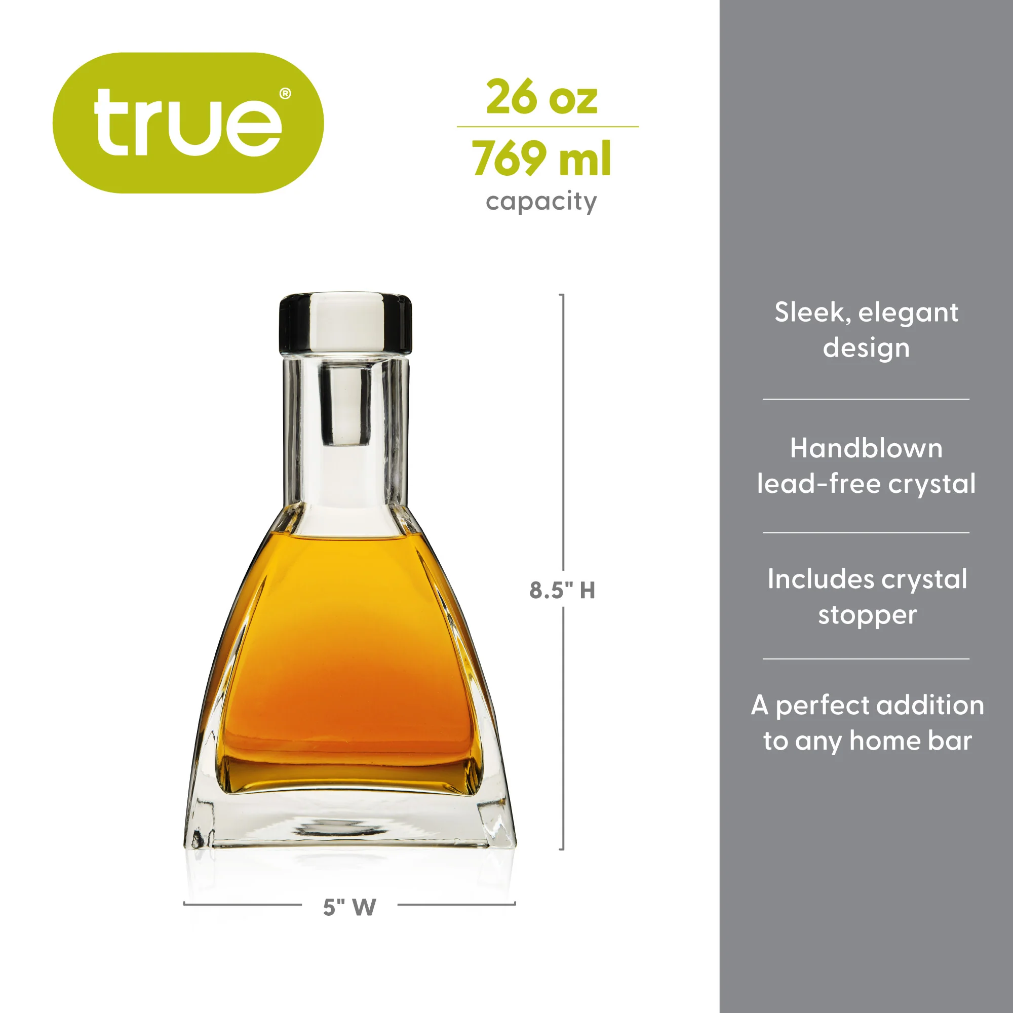 Apex 26 oz Spirit Decanter with Crystal Stopper - Image 9