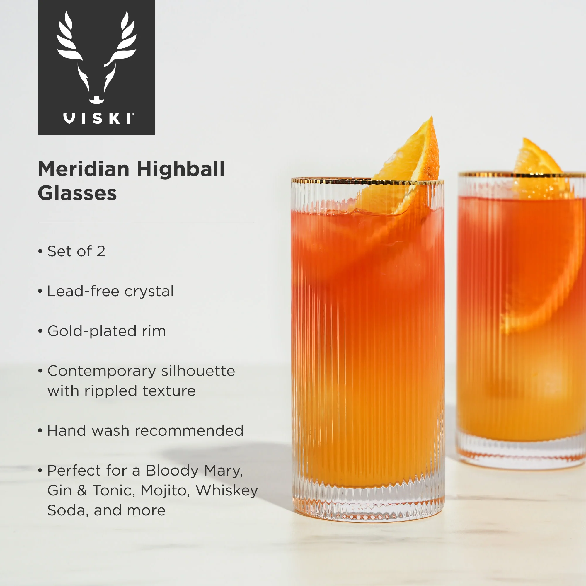 Meridian Crystal Highball Glasses, Set of 2 - Image 6