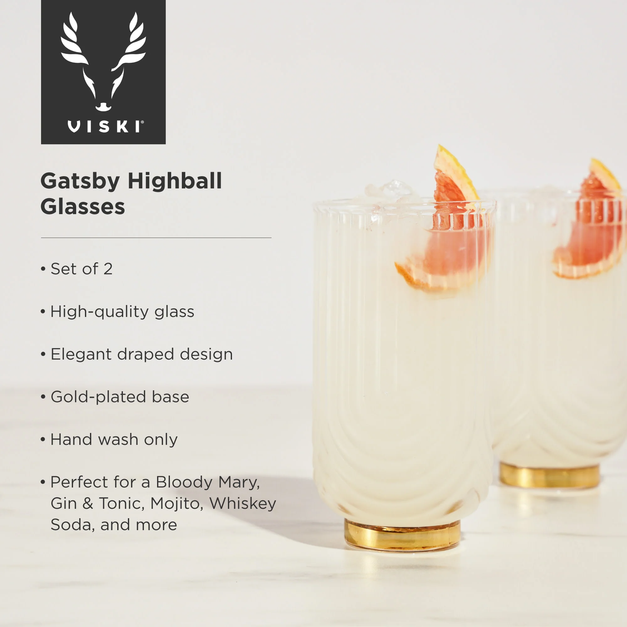 Deco Gatsby Highball Glasses, Set of 2 - Image 6
