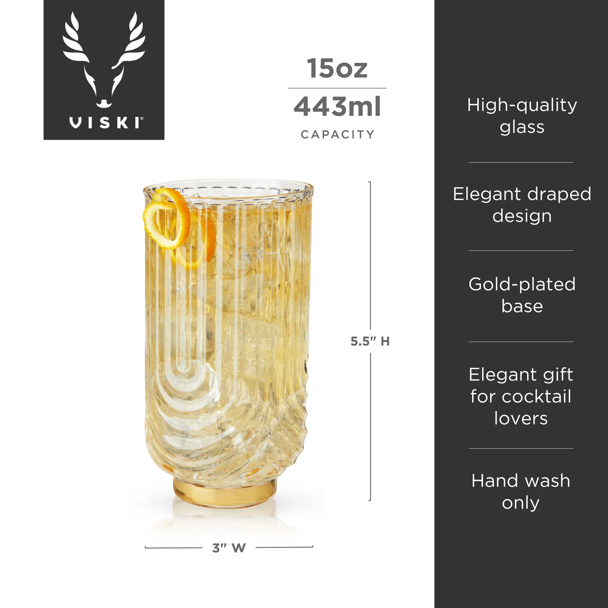 Deco Gatsby Highball Glasses, Set of 2 - Image 7
