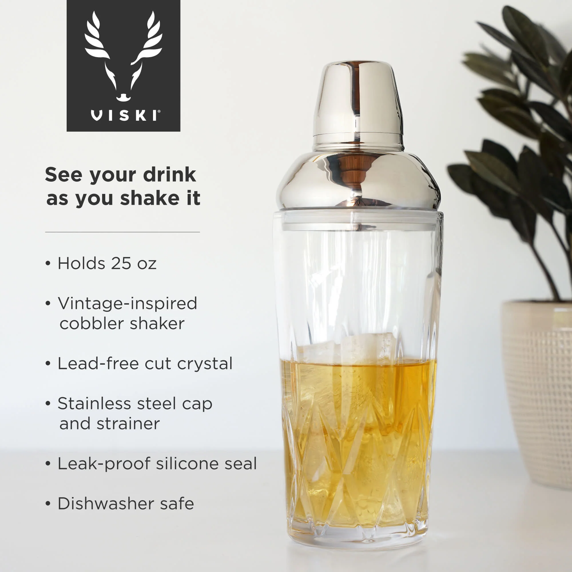 Admiral Crystal Cocktail Shaker in Stainless Steel - Image 7