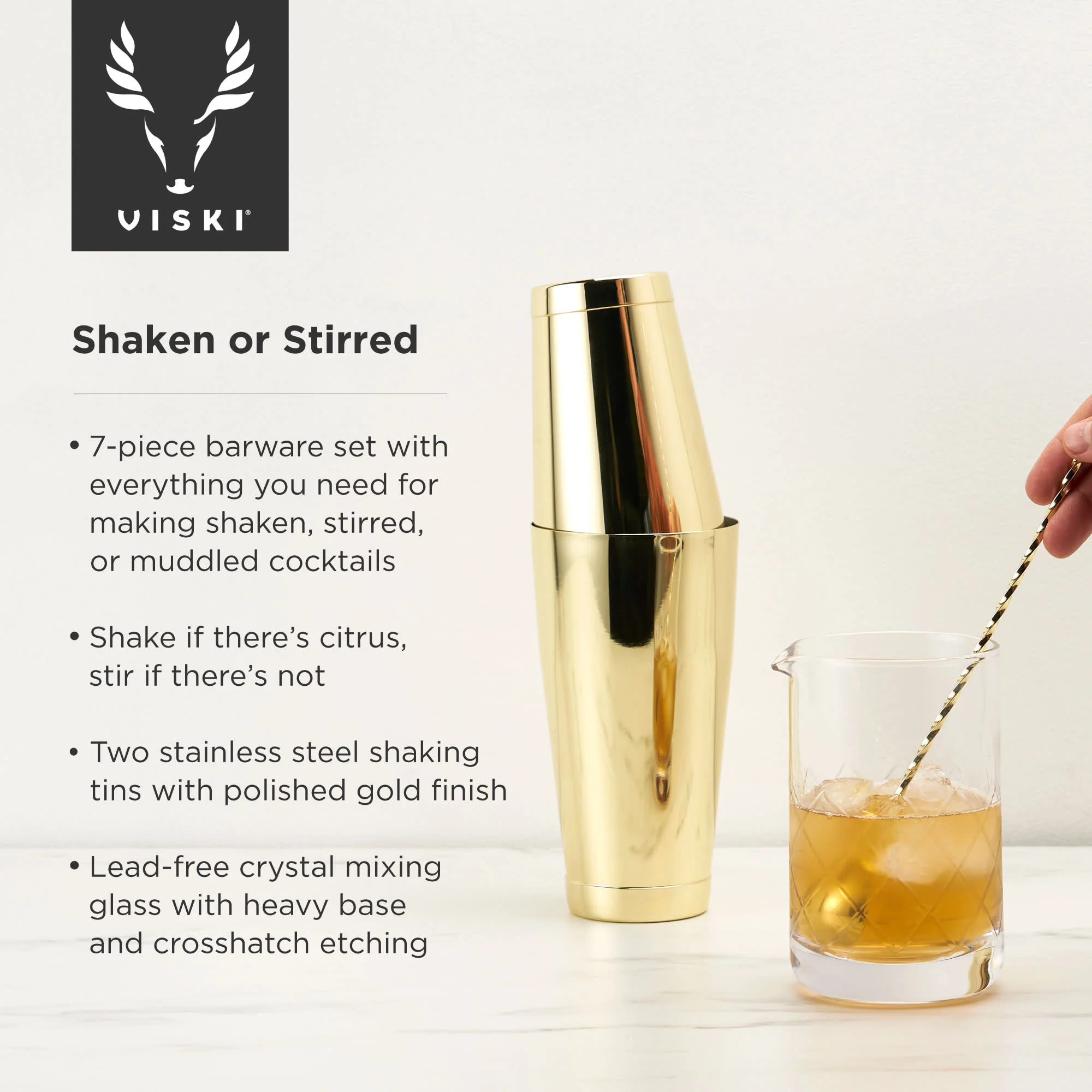 Belmont 7-Piece Barware Set in Gold - Image 6