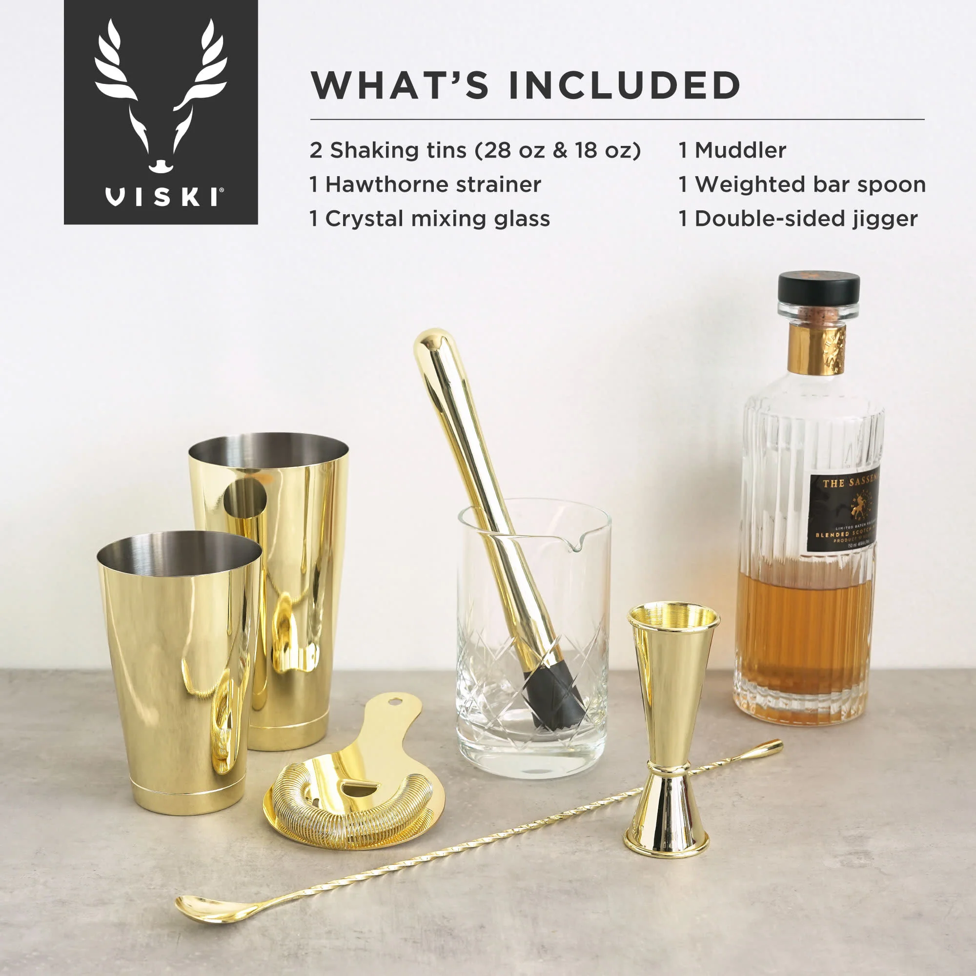 Belmont 7-Piece Barware Set in Gold - Image 8