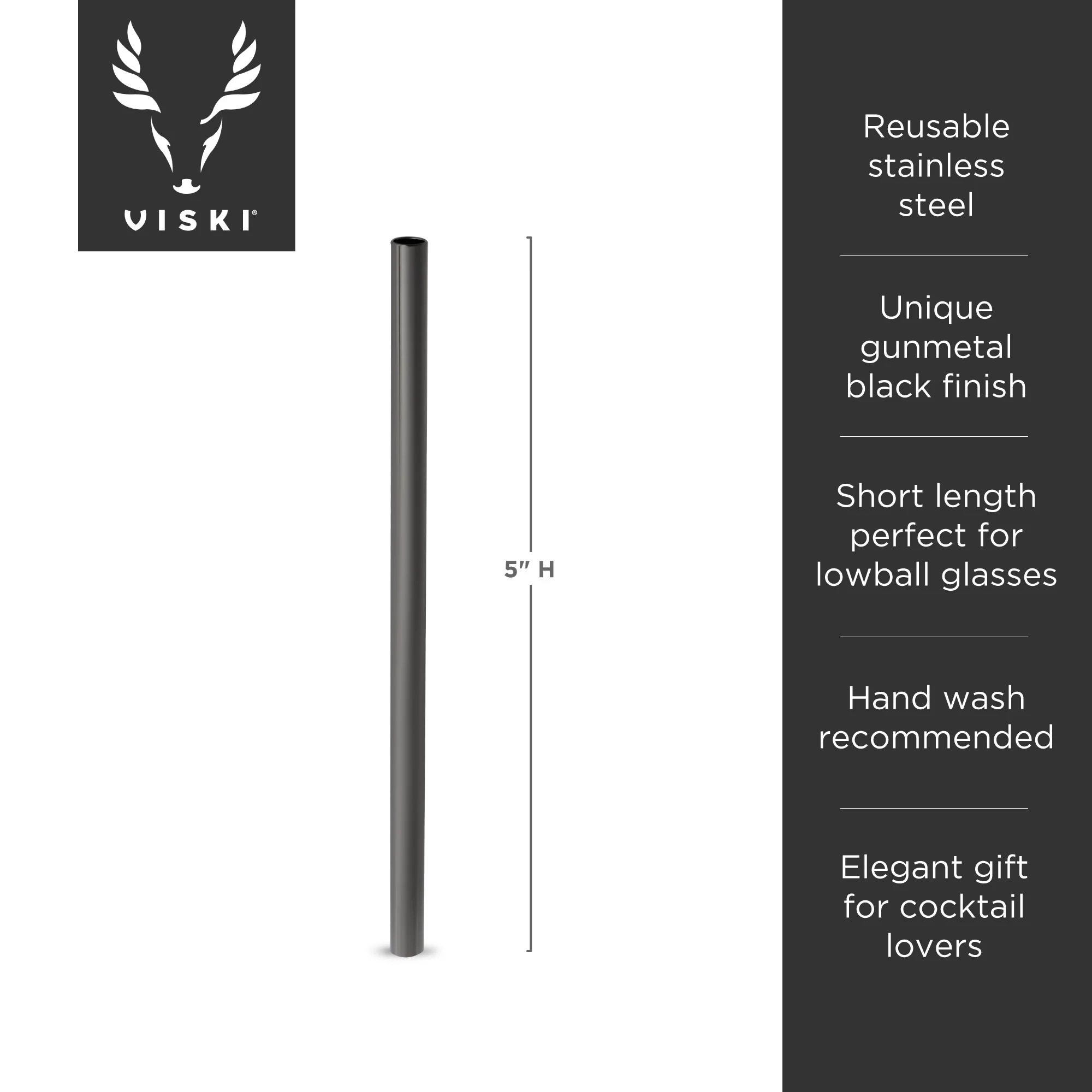 Warren Lowball Straws in Gunmetal, Set of 6 - Image 6