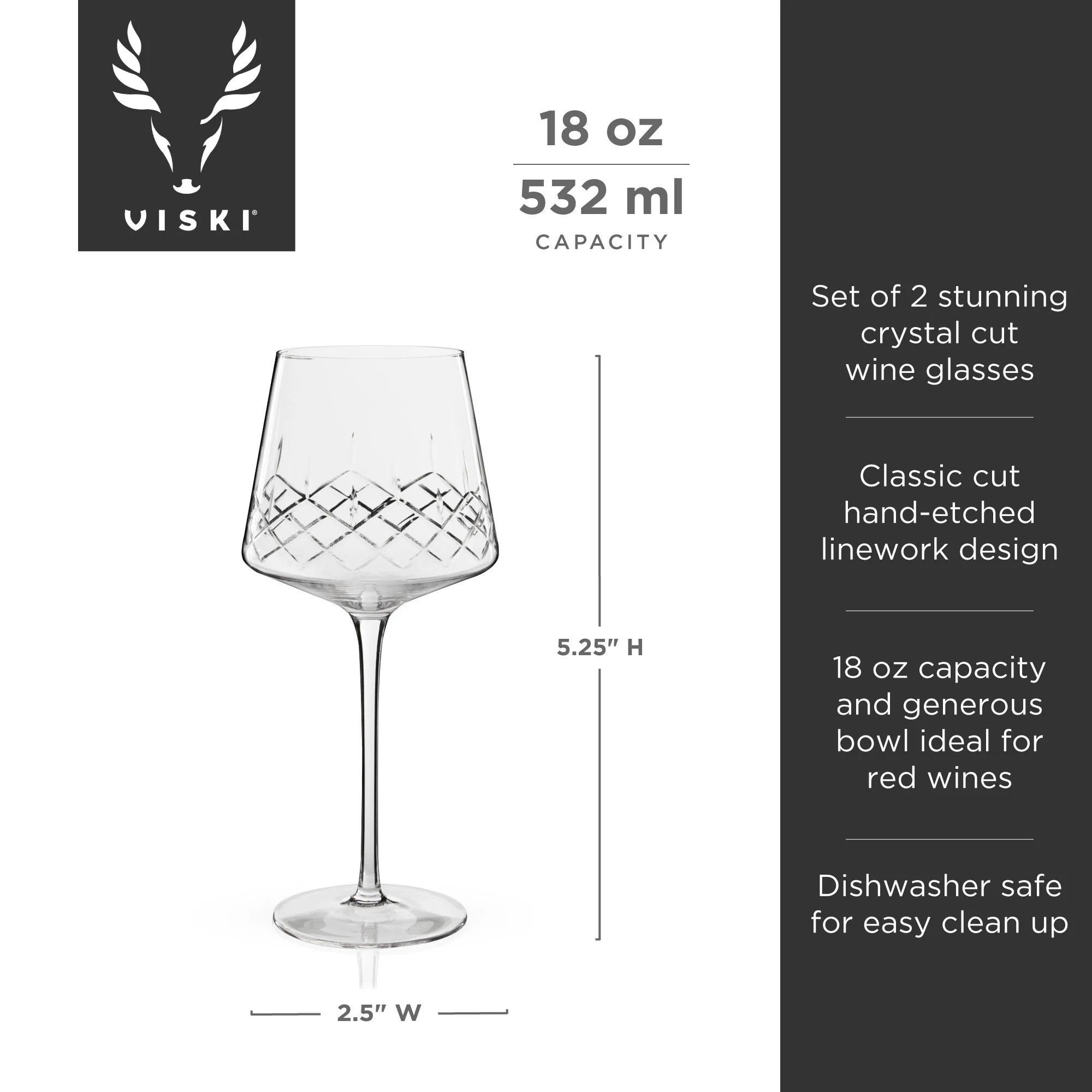 Admiral Crystal Burgundy Wine Glasses, Set of 2 - Image 7