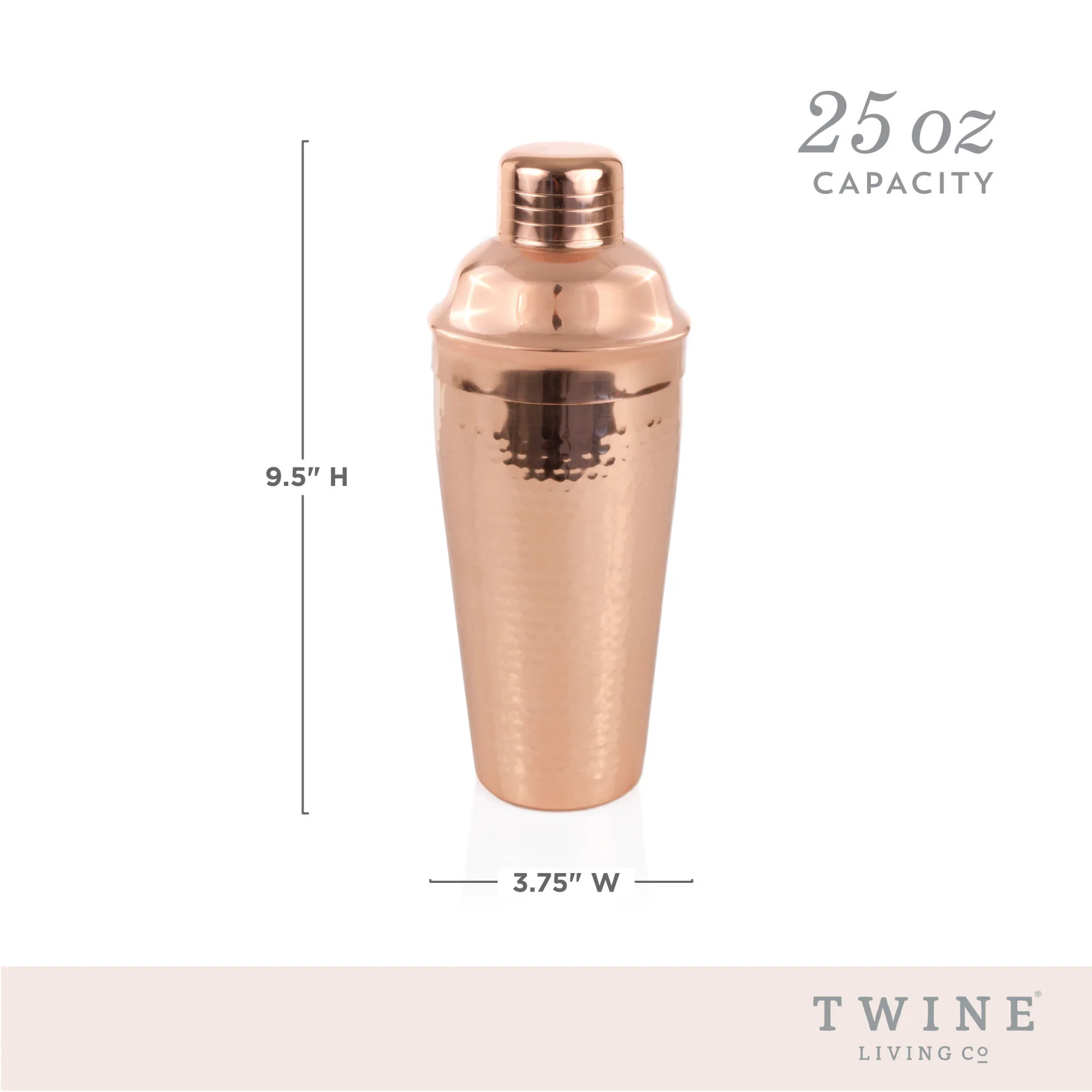 Hammered Cocktail Shaker in Copper - Image 7