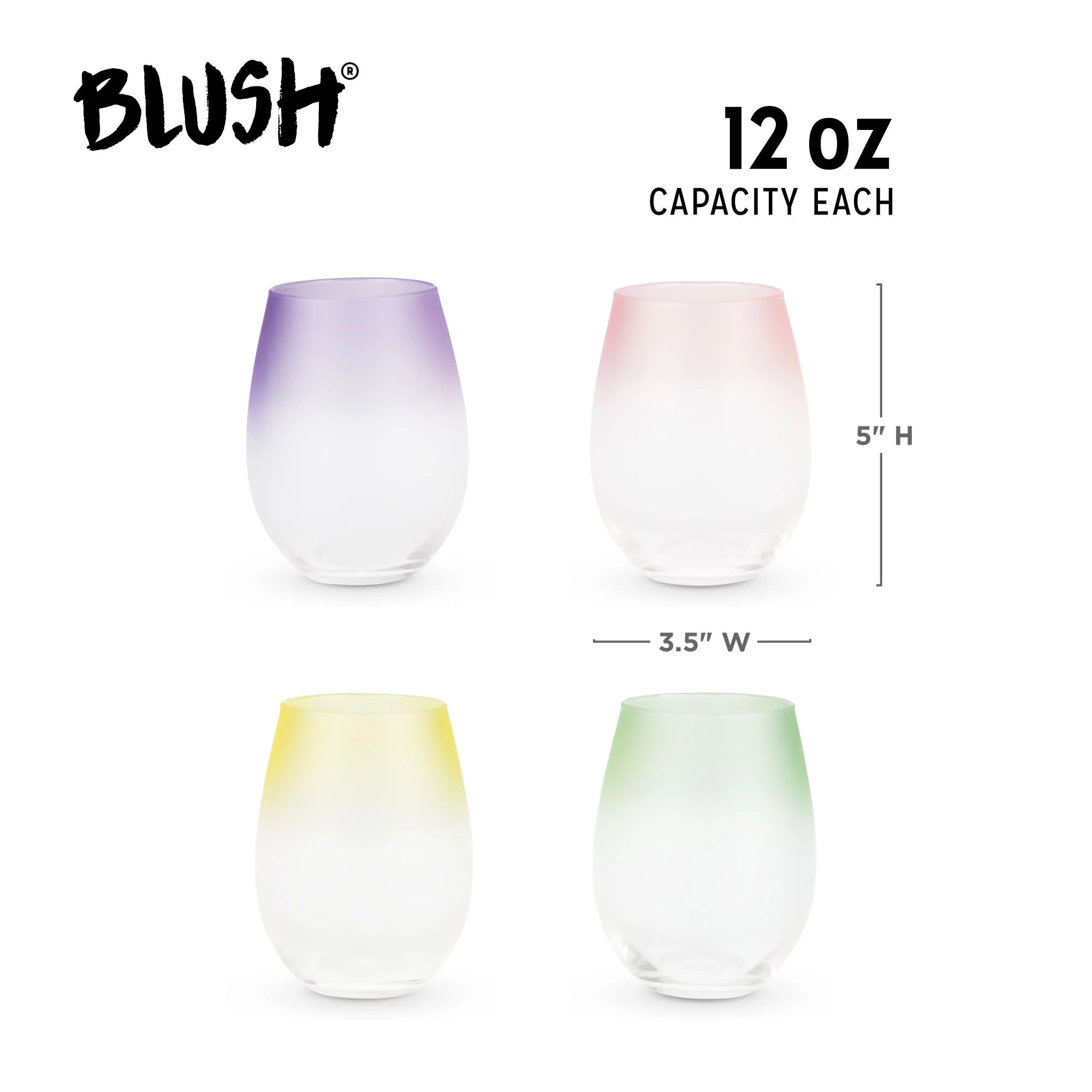Frosted Ombre Stemless Wine Tumbler in Assorted Colors, Set of 4 - Image 6